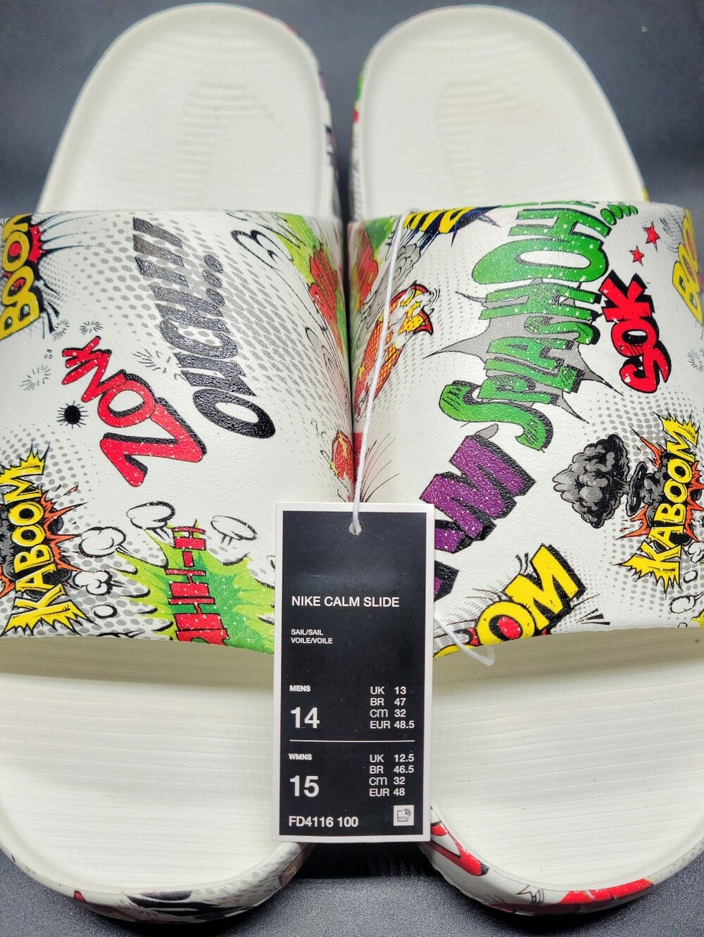 Nike Calm Custome "Comic" Slides Sz 14 Men New